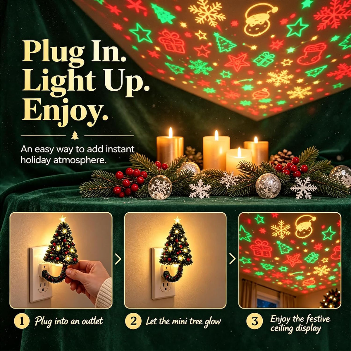 Christmas Tree Ceiling Projector Night Light