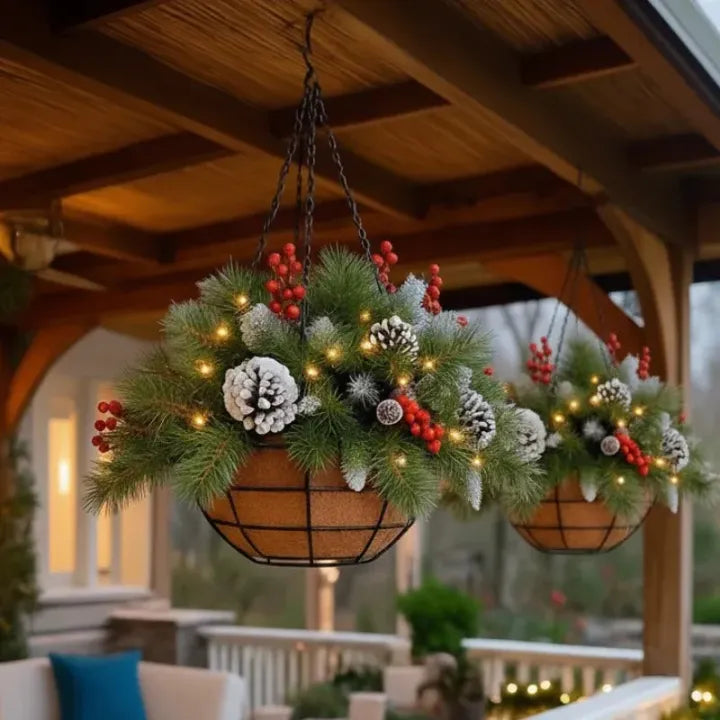 60% OFF Christmas Hot Sale Pre-Lit Artificial Christmas Hanging Basket