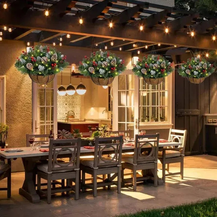 60% OFF Christmas Hot Sale Pre-Lit Artificial Christmas Hanging Basket