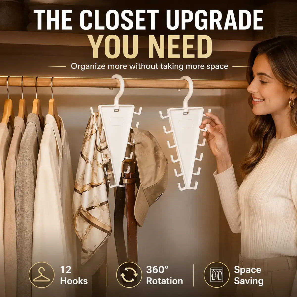 12-Hook Vertical Closet Organizer