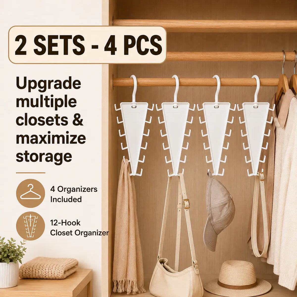 12-Hook Vertical Closet Organizer