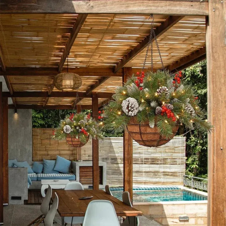 60% OFF Christmas Hot Sale Pre-Lit Artificial Christmas Hanging Basket