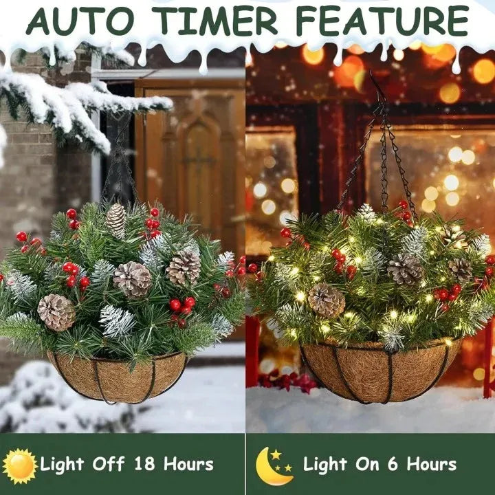 60% OFF Christmas Hot Sale Pre-Lit Artificial Christmas Hanging Basket