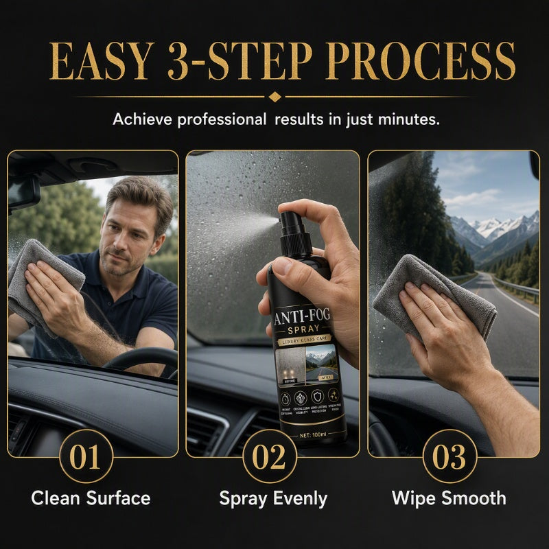 Car Glass Anti‑Fog Spray‑ 24H Long‑Lasting Streak‑Free Defogger Spray