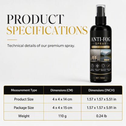 Car Glass Anti‑Fog Spray‑ 24H Long‑Lasting Streak‑Free Defogger Spray
