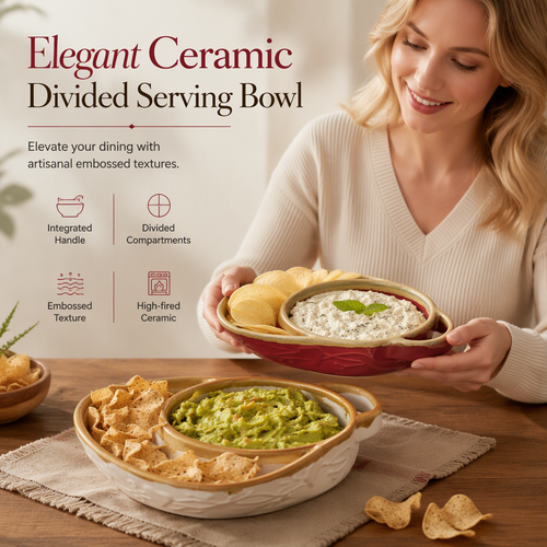40% OFF !! Retro Ceramic Divided Baking Dish with Single Handle