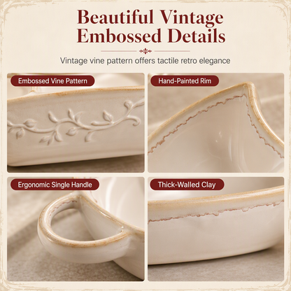 40% OFF !! Retro Ceramic Divided Baking Dish with Single Handle