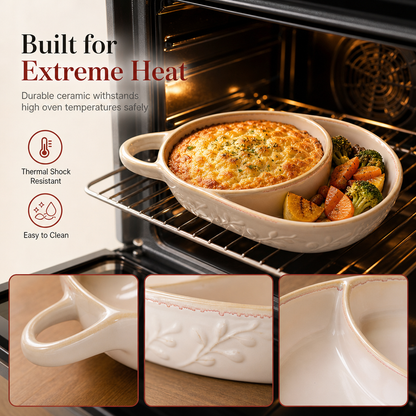 40% OFF !! Retro Ceramic Divided Baking Dish with Single Handle