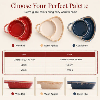 40% OFF !! Retro Ceramic Divided Baking Dish with Single Handle